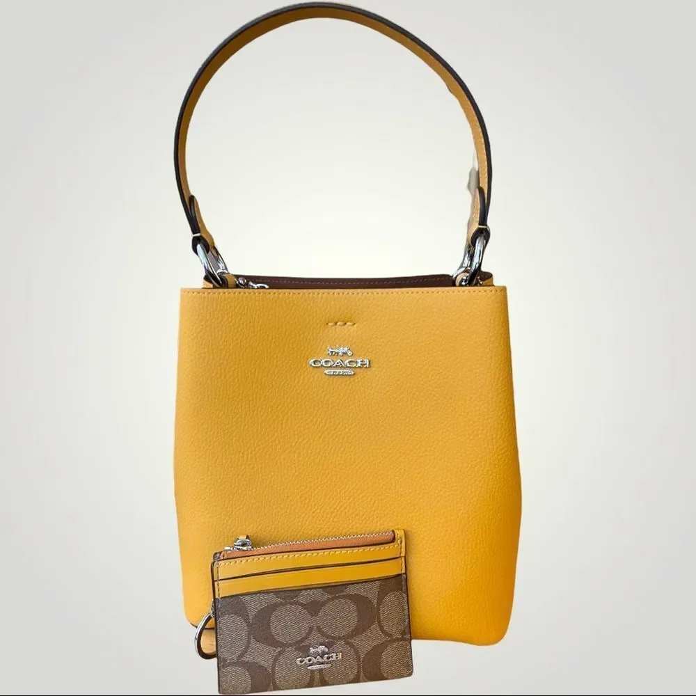 Coach K2111-1011 Small Town Bucket Pebble Leather & Mini ID Holder